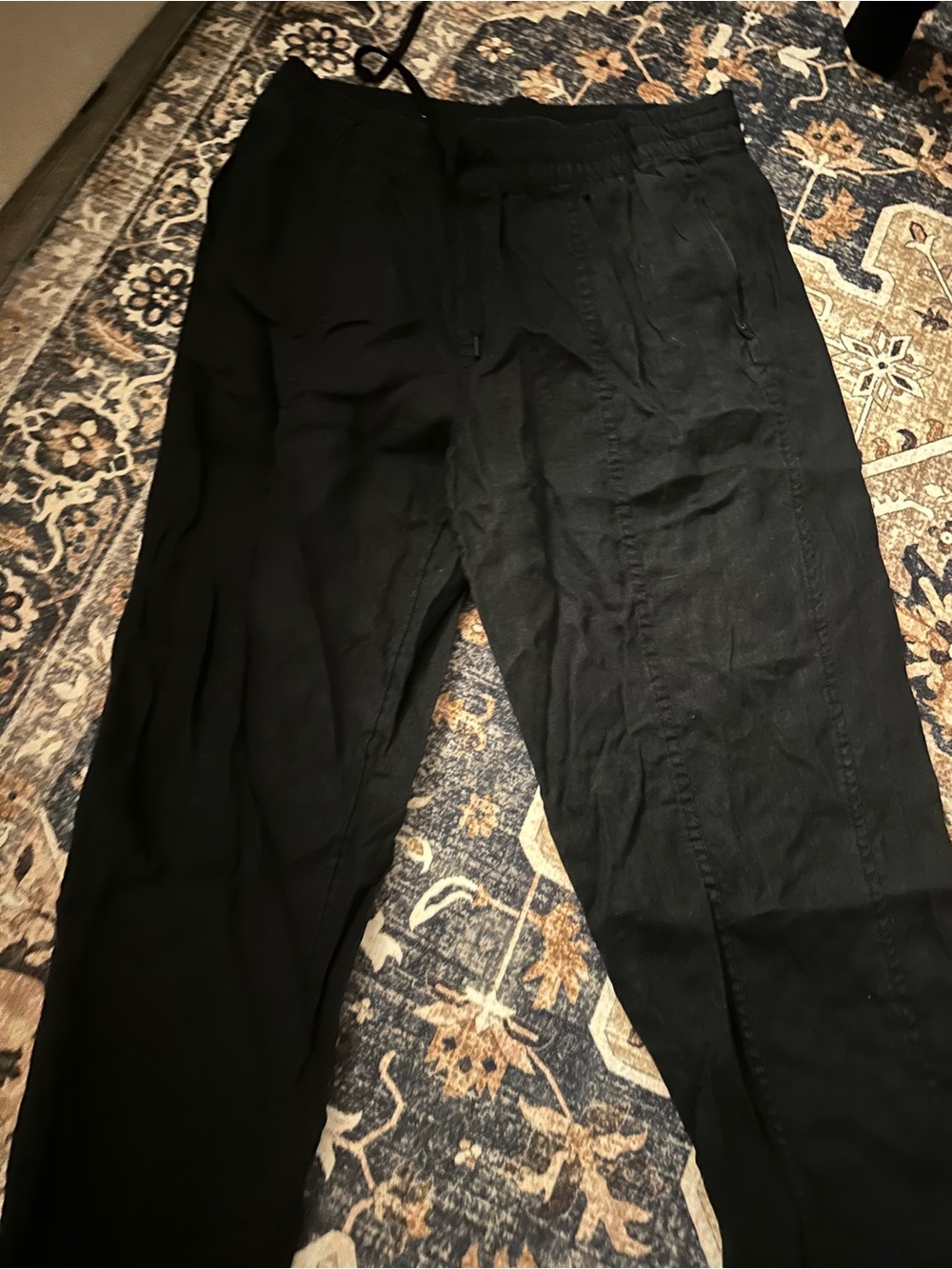 Athleta Black Women's Linen Drawstring Pants